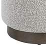 Uttermost Avila Gray and White Fabric Ottoman with Wooden Base
