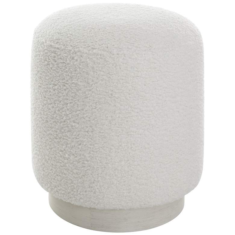 Image 2 Uttermost Avila White Faux Shearling Fabric Round Ottoman