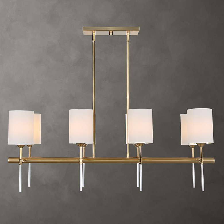 Image 1 Uttermost Awyr 43 1/2"W Warm Brass 8-Light Linear Chandelier