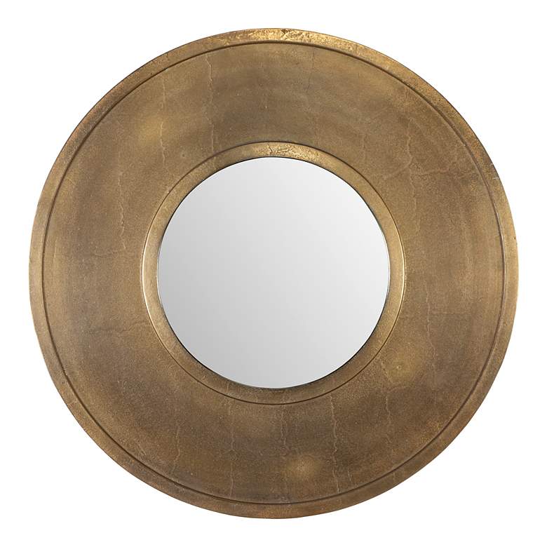 Image 3 Uttermost Axel Plated Antique Brass 30" Round Wall Mirror