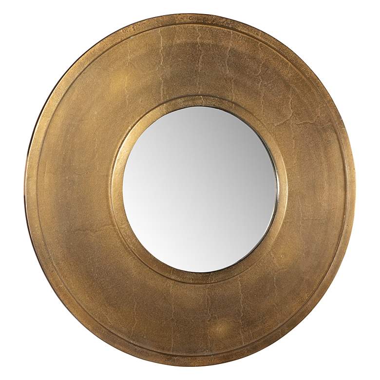Image 5 Uttermost Axel Plated Antique Brass 30" Round Wall Mirror more views