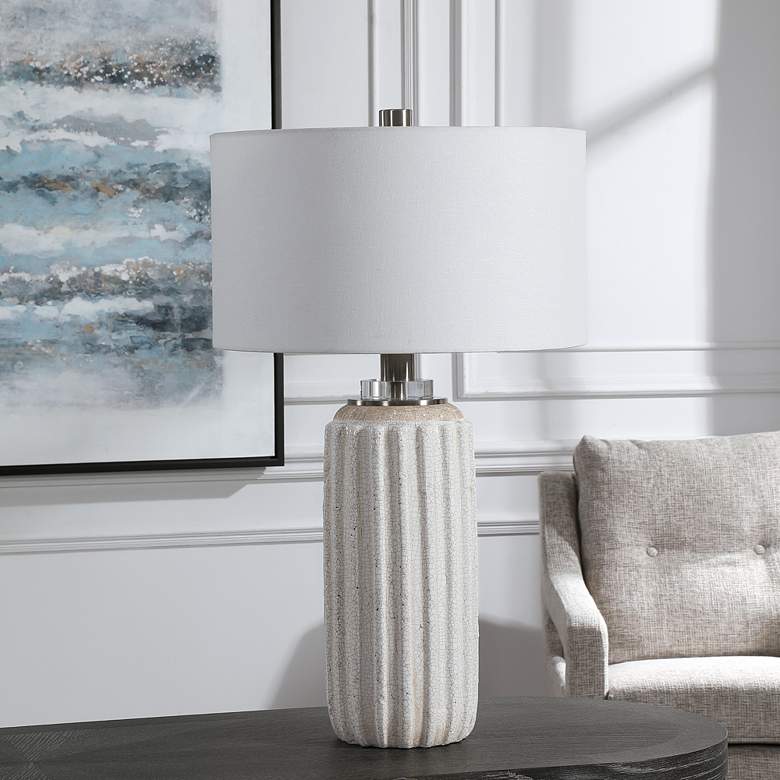 Image 1 Uttermost Azariah 29" High Cream and Beige Crackle Glaze Table Lamp