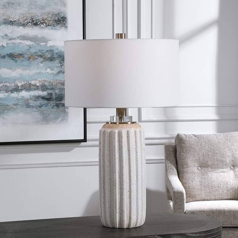 Image 6 Uttermost Azariah 29" High Cream and Beige Crackle Glaze Table Lamp more views