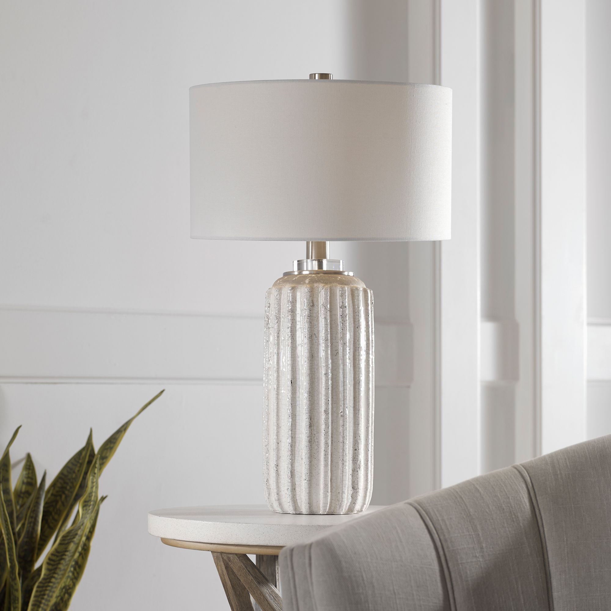 Uttermost Azariah 29" High Cream and Beige Crackle Glaze Table Lamp