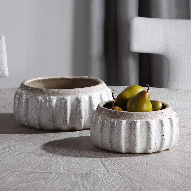 Image 1 Uttermost Azariah Cream and Beige Ceramic Bowls Set of 2