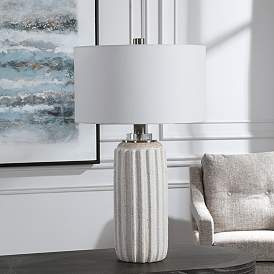 Image1 of Uttermost Azariah Cream and Beige Crackle Glaze Table Lamp