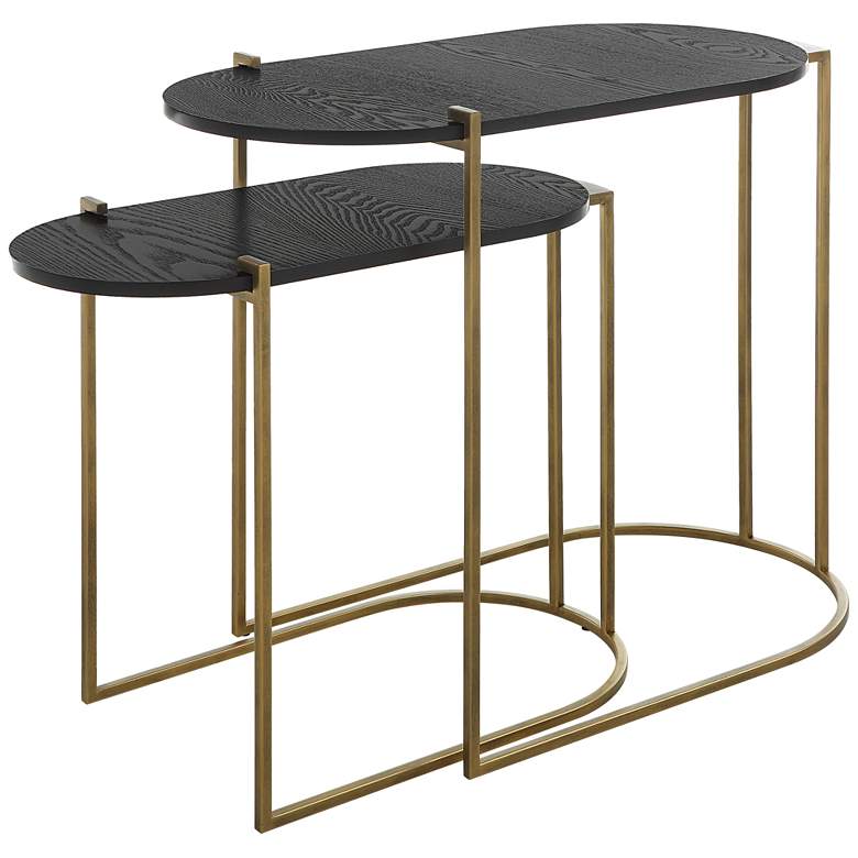 Image 1 Uttermost Aztec Antique Brass Ebony Stained Nesting Tables Set of 2