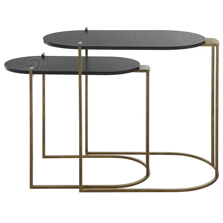 Image 5 Uttermost Aztec Antique Brass Ebony Stained Nesting Tables Set of 2 more views