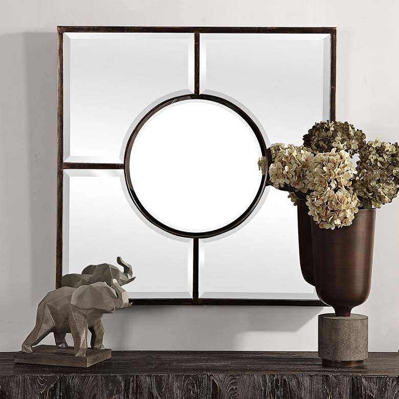Image 1 Uttermost Baeden Dark Bronze 36" Square Wall Mirror