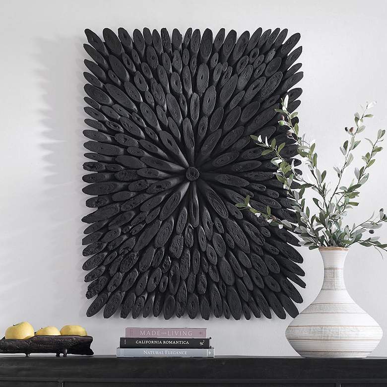 Image 1 Uttermost Bahama 39" Wide Rustic Black Wood Wall Decor