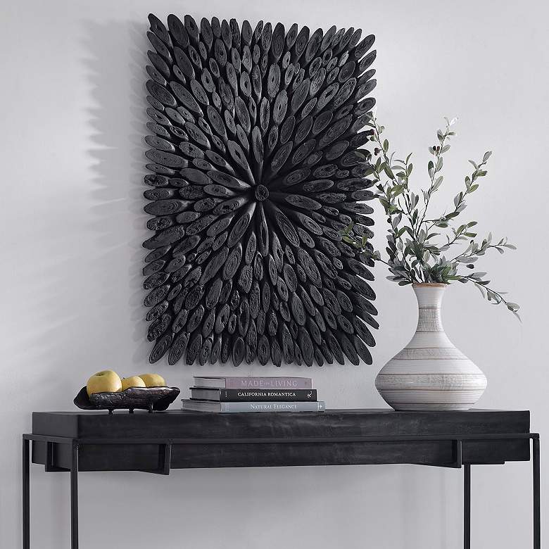Image 3 Uttermost Bahama 39" Wide Rustic Black Wood Wall Decor more views