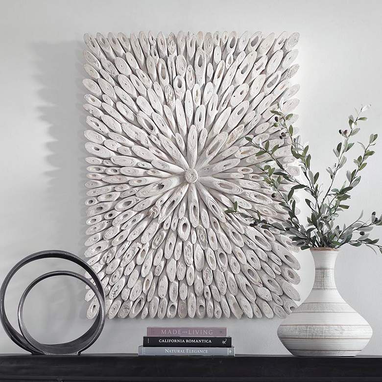 Image 1 Uttermost Bahama 39" Wide White-Washed Wood Wall Decor