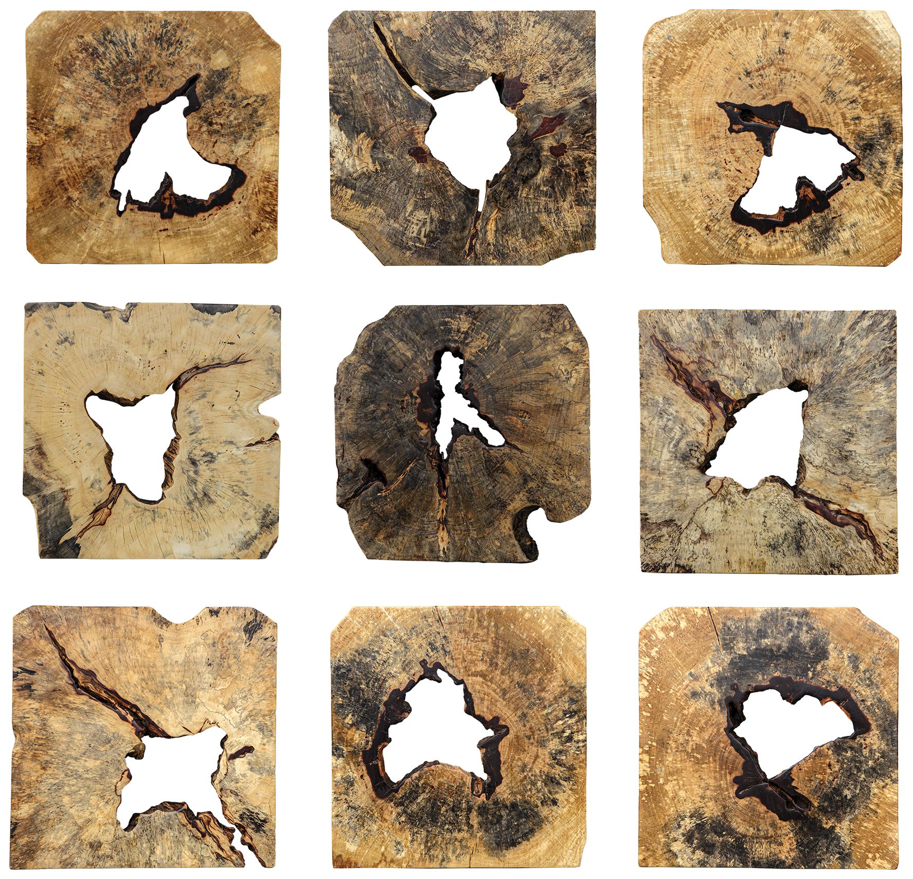 Image 2 Uttermost Bahati 16" Natural 9-Piece Wood Wall Decor