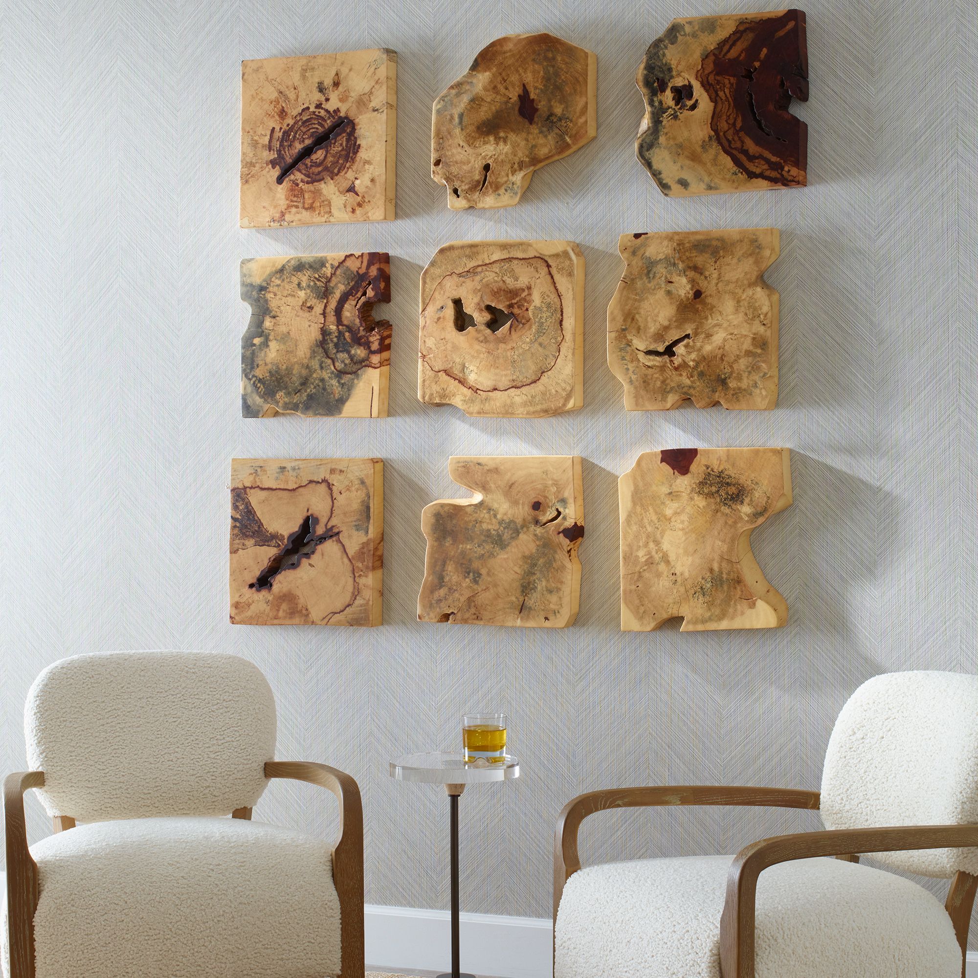 Image 3 Uttermost Bahati 16" Natural 9-Piece Wood Wall Decor more views