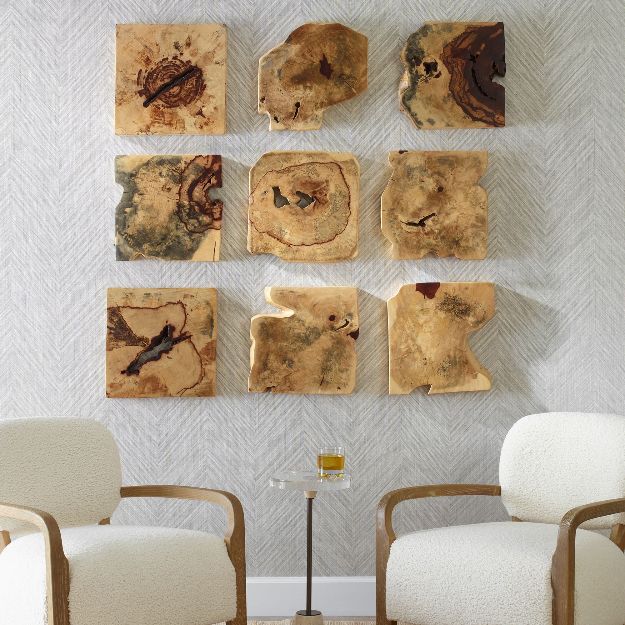 Image 4 Uttermost Bahati 16" Natural 9-Piece Wood Wall Decor more views
