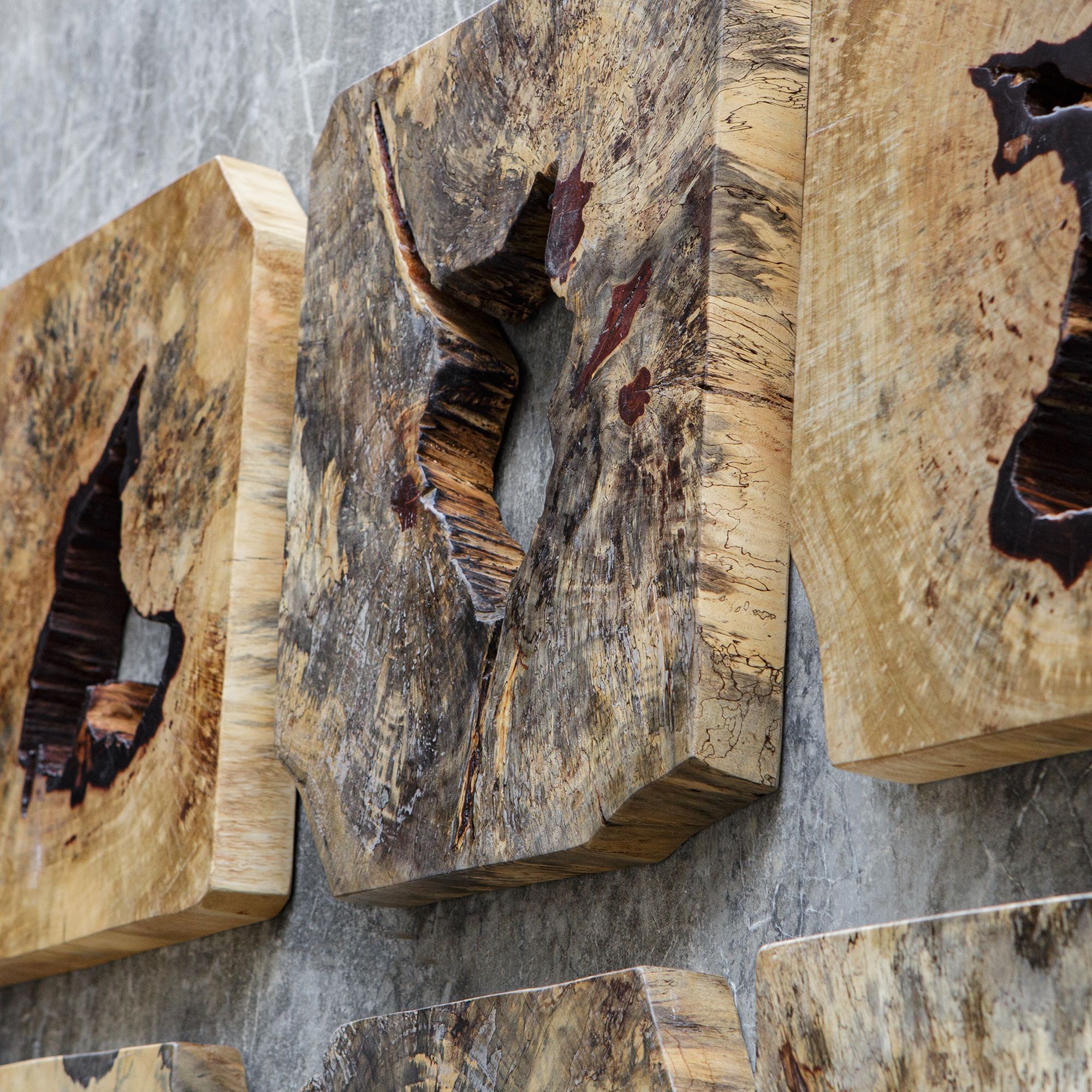 Image 5 Uttermost Bahati 16" Natural 9-Piece Wood Wall Decor more views