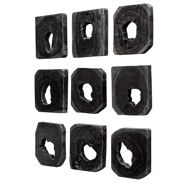 Image 4 Uttermost Bahati 16" Square Ebony Stain 9-Piece Wood Wall Art Set more views