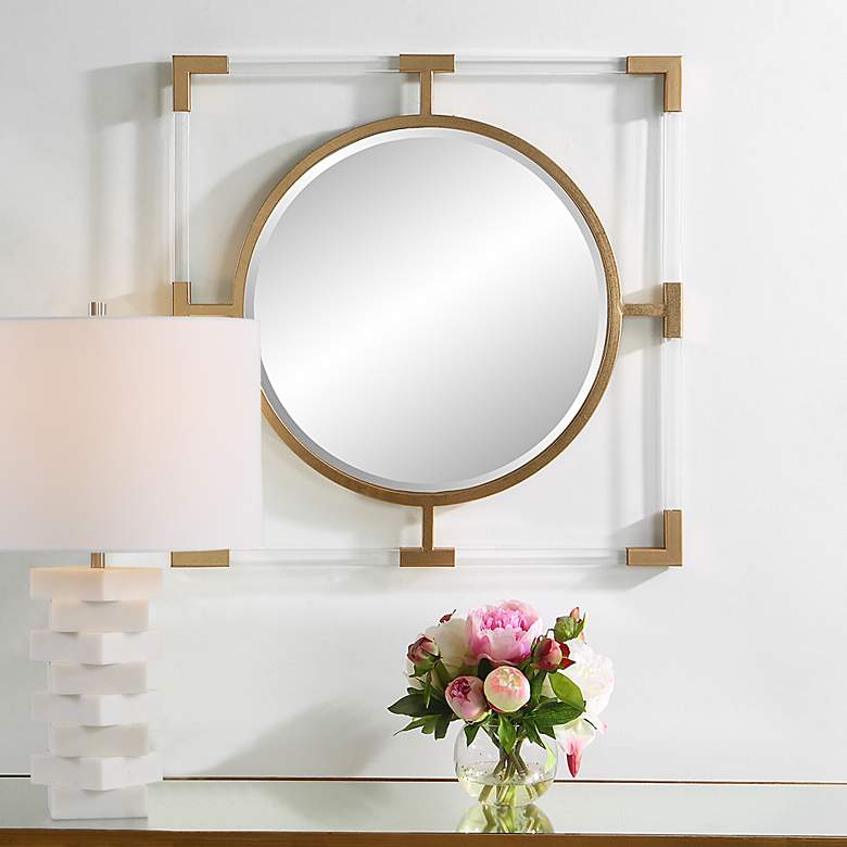 Image 1 Uttermost Balkan Gold Leaf 24" Square Wall Mirror