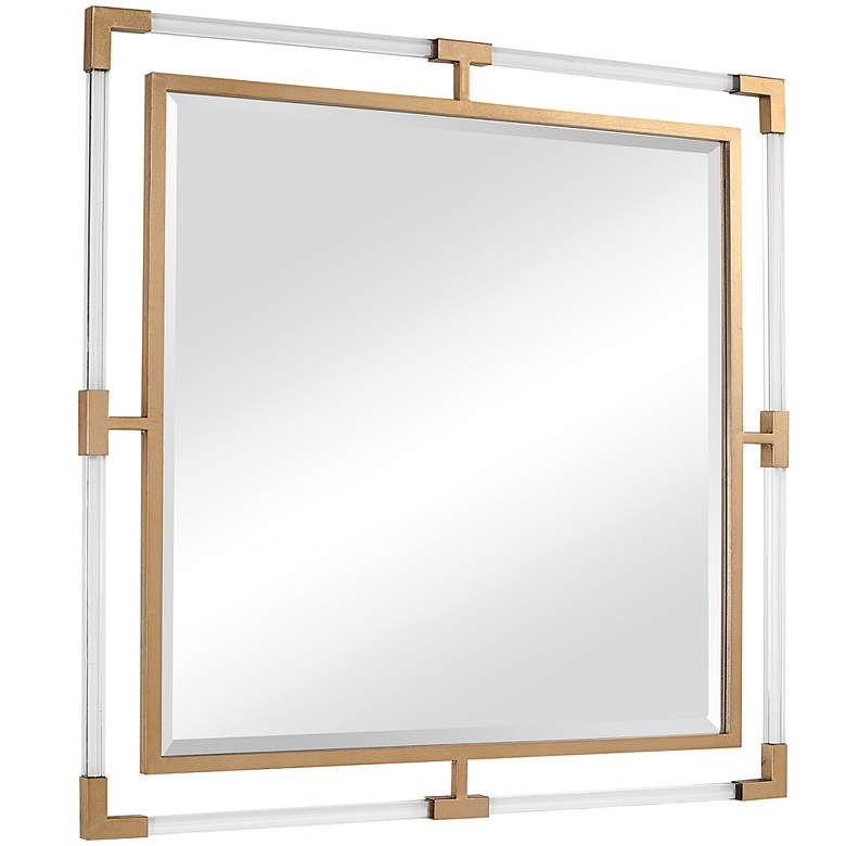 Image 3 Uttermost Balkan Metallic Gold Leaf 40" Square Wall Mirror more views