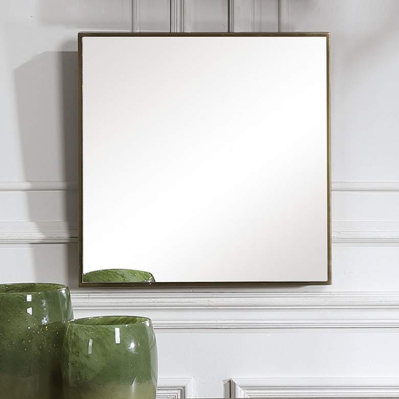 Image 1 Uttermost Balmoral Brushed Brass 20" Square Wall Mirror