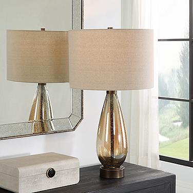 Uttermost Baltic 28 3/4" Dark Amber Glass Teardrop Table Lamp