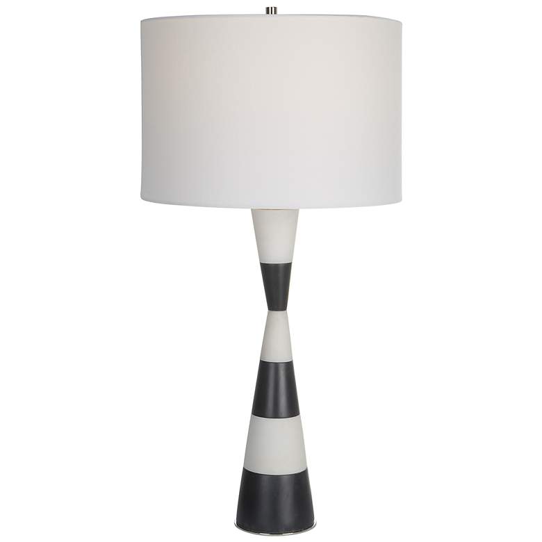Image 2 Uttermost Bandeau 29 1/2" Banded Black White Stone Table Lamp