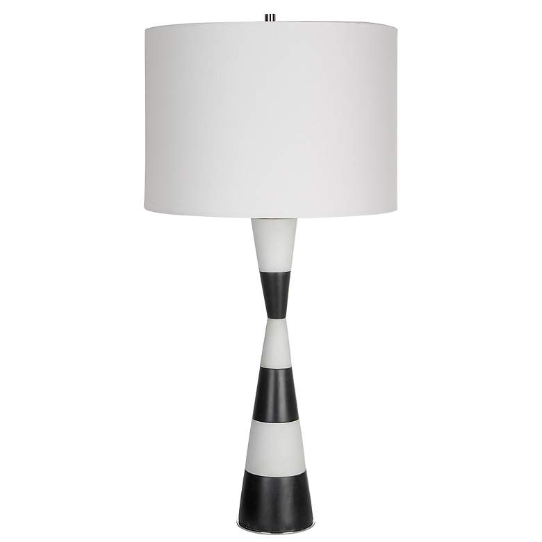Image 4 Uttermost Bandeau 29 1/2" Banded Black White Stone Table Lamp more views