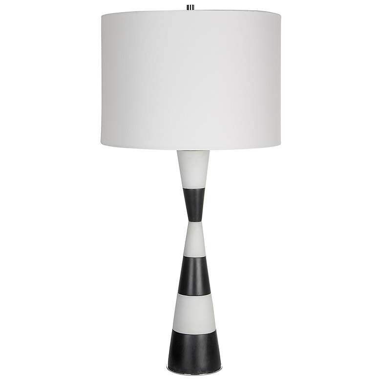 Image 7 Uttermost Bandeau 29 1/2" Banded Black White Stone Table Lamp more views