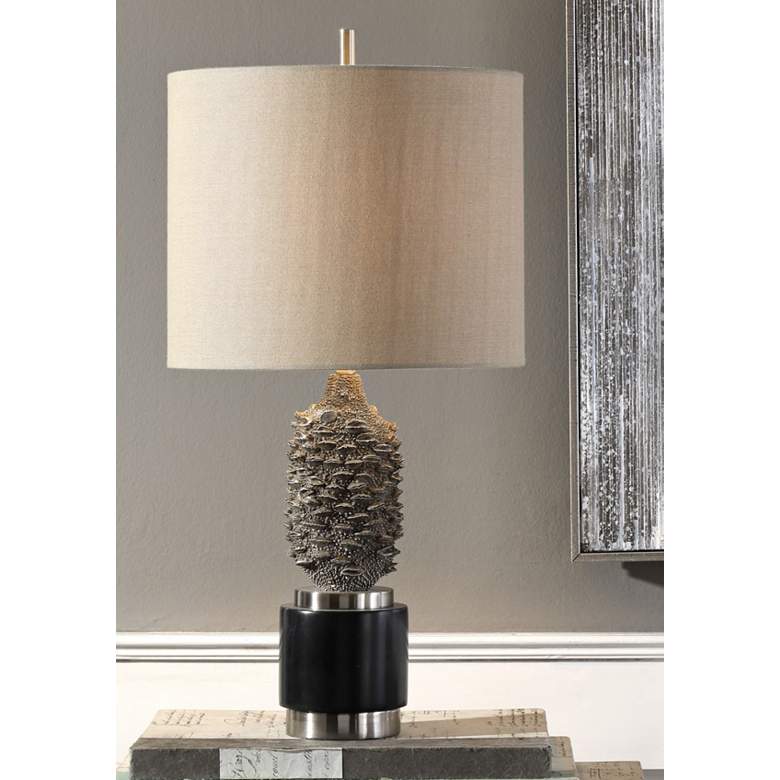 Image 1 Uttermost Banksia Gray Wash and Black Accent Table Lamp