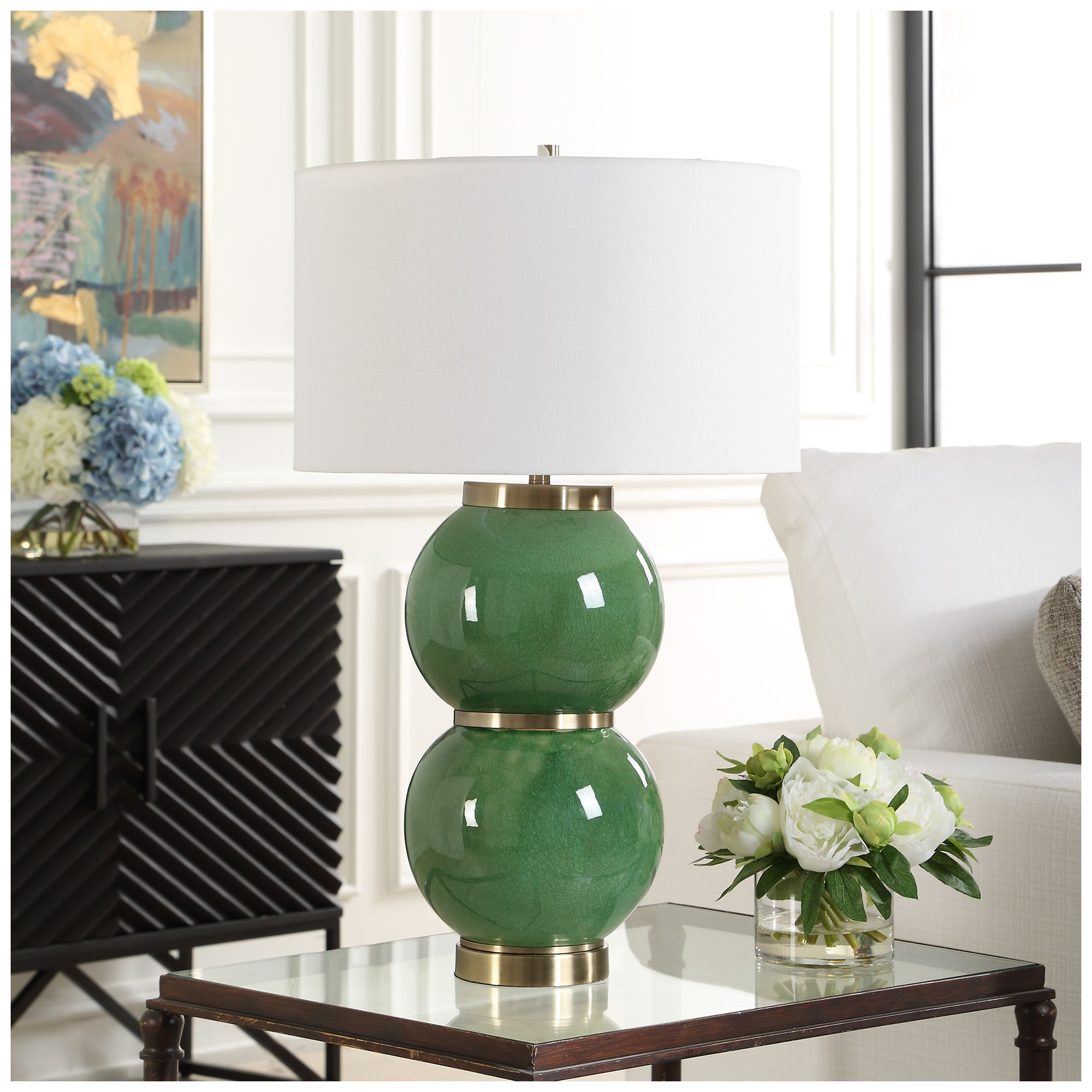 Image 3 Uttermost Banner 28" Green Ceramic Table Lamp more views
