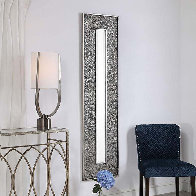 Image 1 Uttermost Bannon Metallic Silver Leaf 19 inch x 73 inch Wall Mirror