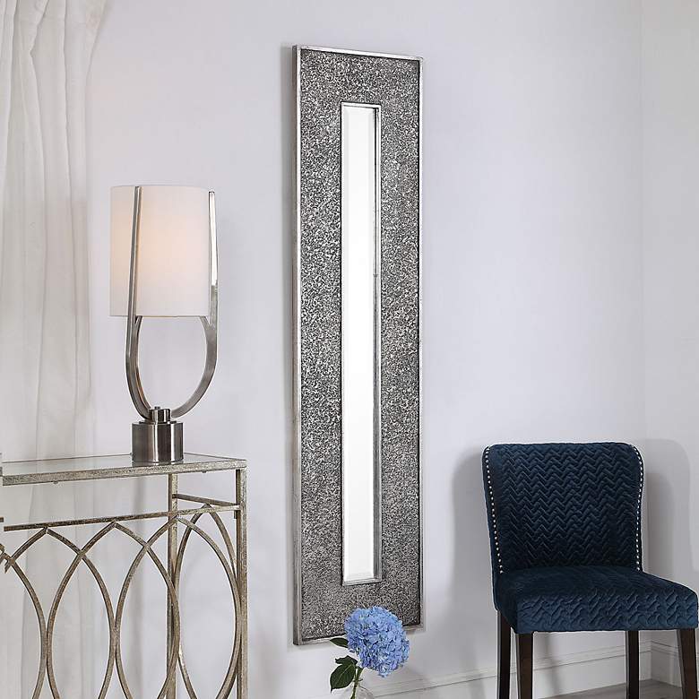 Image 4 Uttermost Bannon Metallic Silver Leaf 19" x 73" Wall Mirror more views