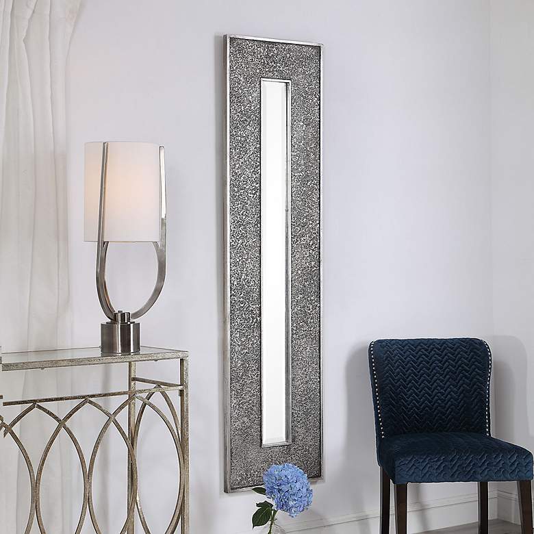 Image 4 Uttermost Bannon Metallic Silver Leaf 19 inch x 73 inch Wall Mirror more views