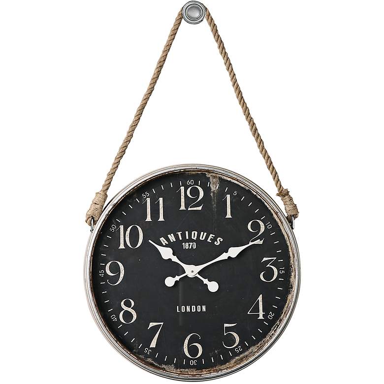 Uttermost Bartram Antiqued Ivory 23 1/4&quot; Round Wall Clock