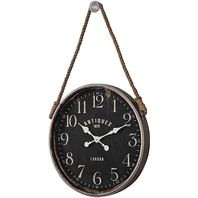 Image 2 Uttermost Bartram Antiqued Ivory 23 1/4" Round Wall Clock more views