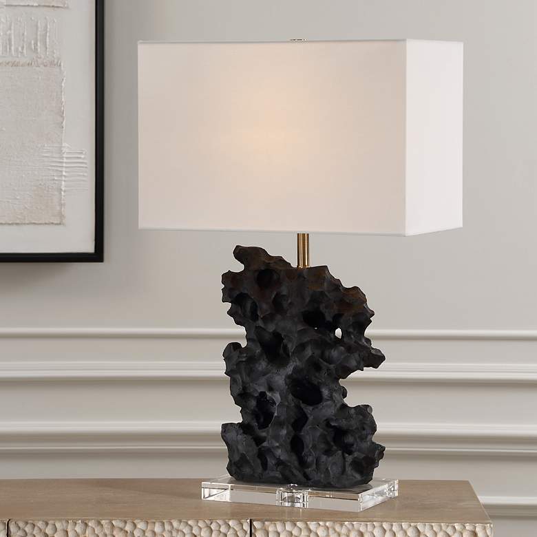 Image 2 Uttermost Basalt Black Stone 27 1/4" High Sculptural Table Lamp