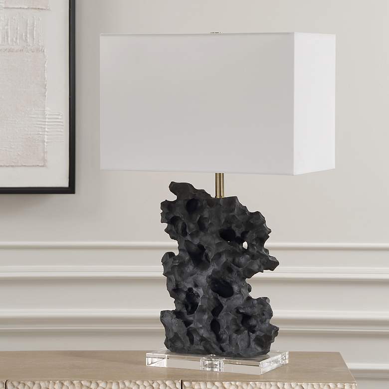 Image 4 Uttermost Basalt Black Stone 27 1/4" High Sculptural Table Lamp more views