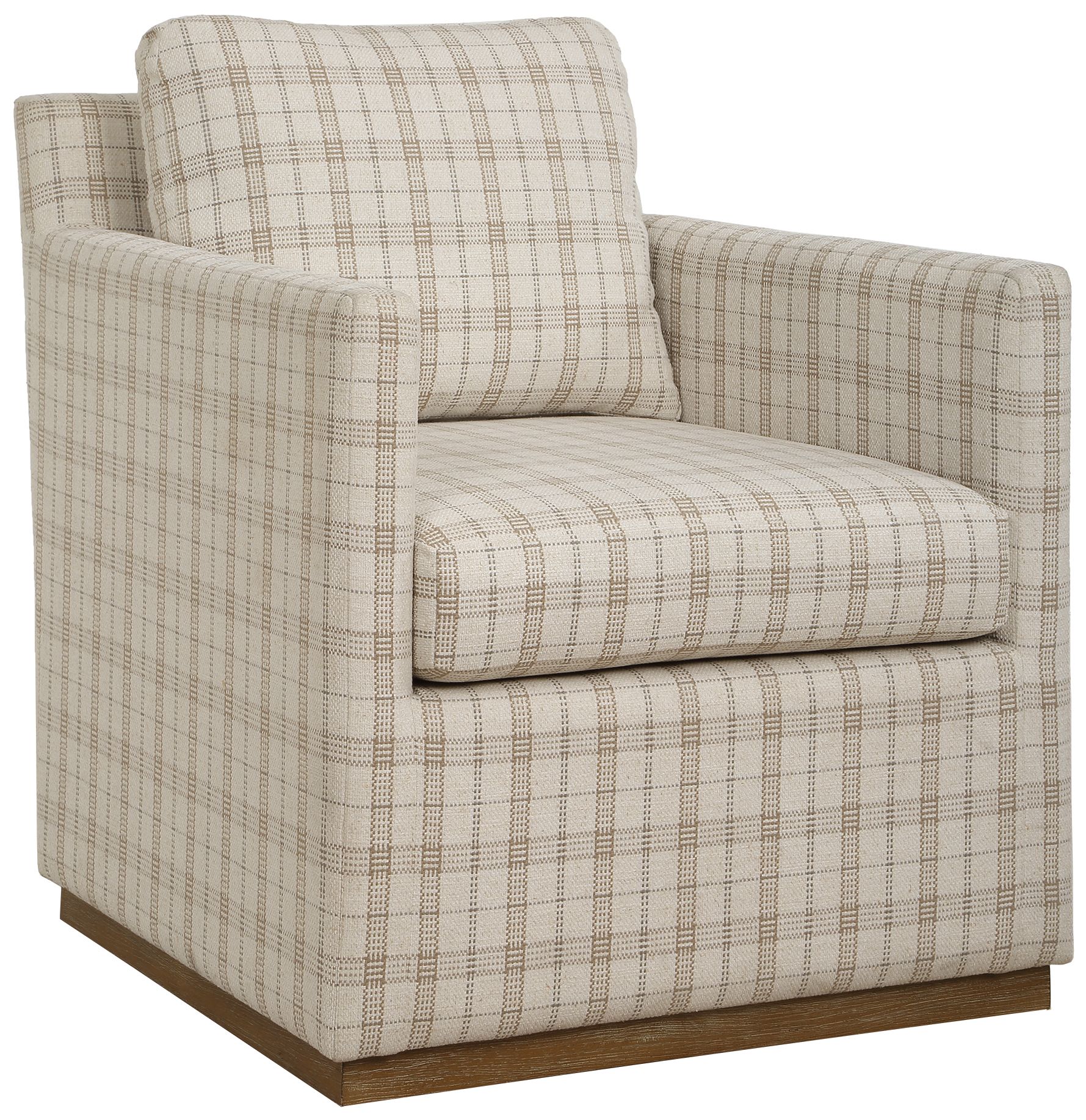 Image 4 Uttermost Basie Plaid Linen Fabric Swivel Chair more views