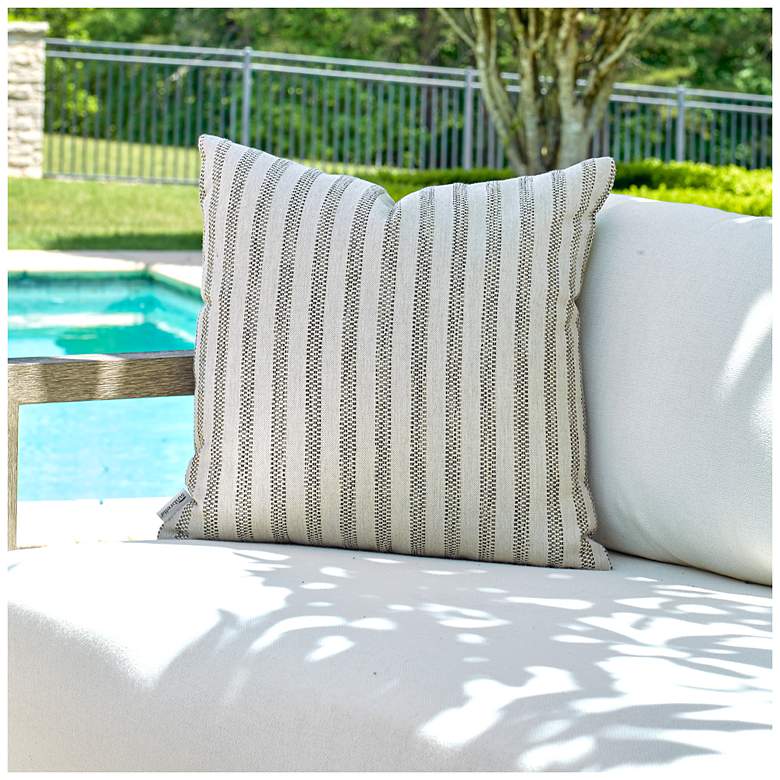 Image 1 Uttermost Basket Stripe 20" Indoor-Outdoor Pillow - Rattan