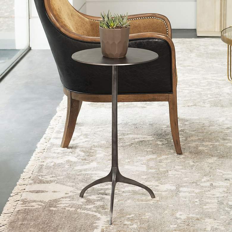Image 1 Uttermost Beacon 14" Wide Antique Nickel Tripod Accent Table