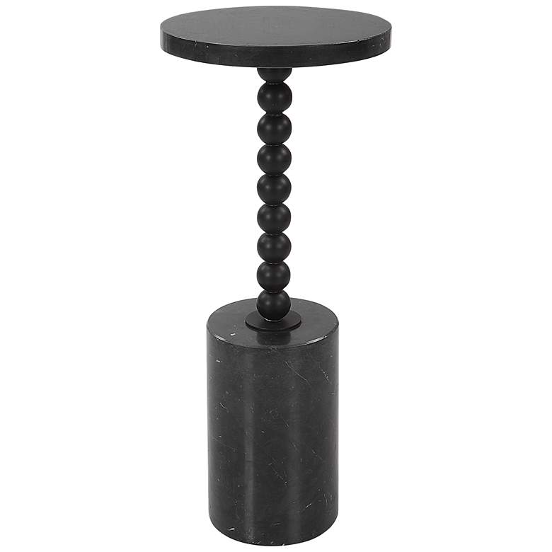 Image 2 Uttermost Bead 10" Wide Black Marble Round Drink Table