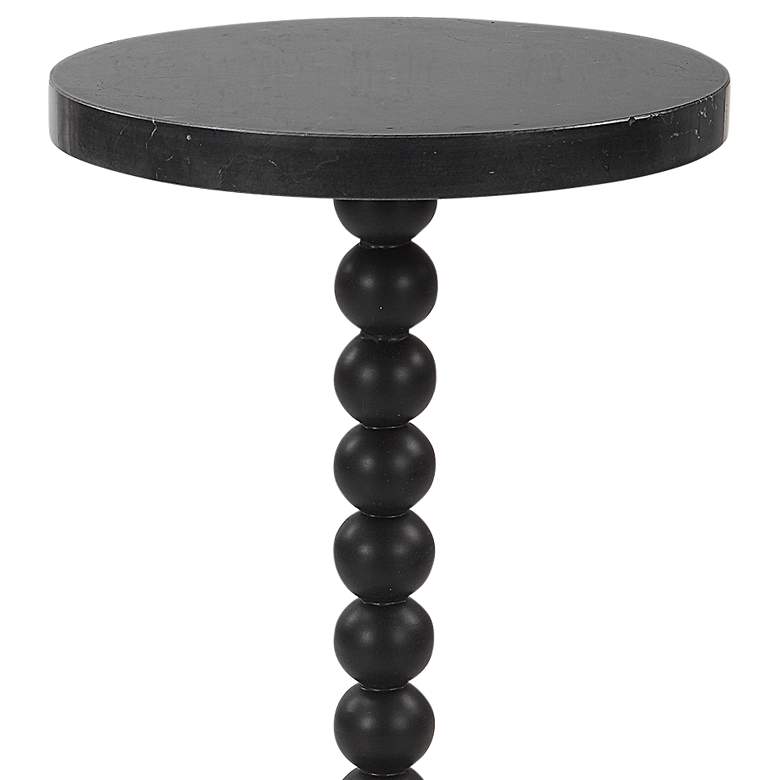 Image 3 Uttermost Bead 10" Wide Black Marble Round Drink Table more views