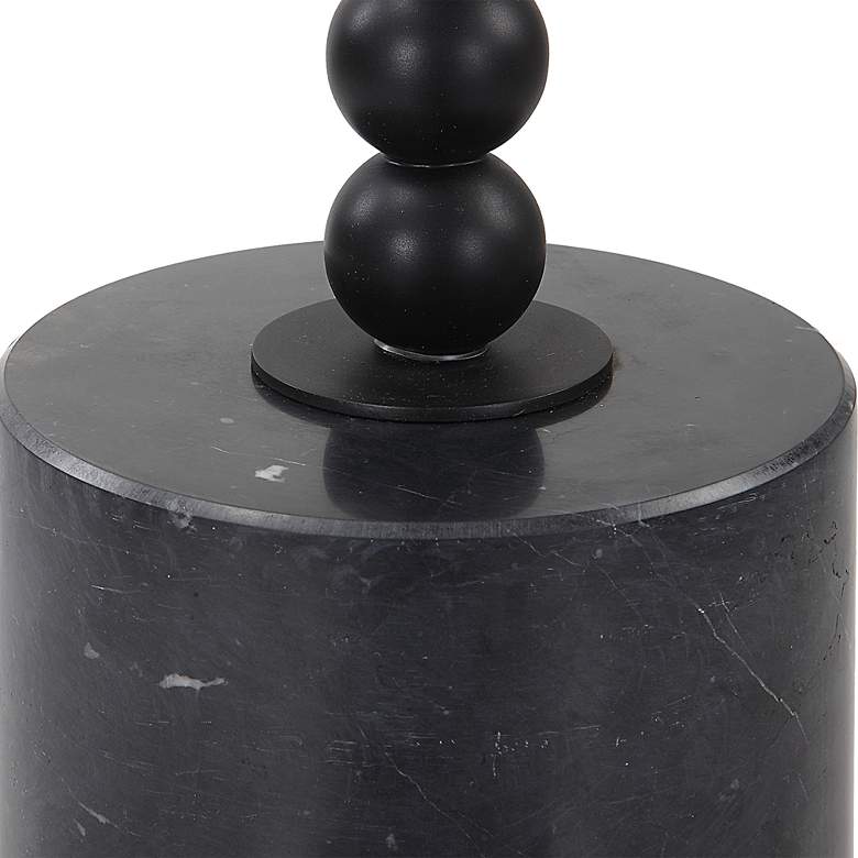 Image 3 Uttermost Bead 10" Wide Black Marble Round Drink Table more views
