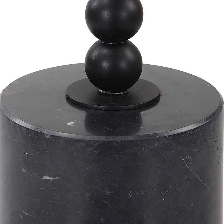 Image 3 Uttermost Bead 10 inch Wide Black Marble Round Drink Table more views