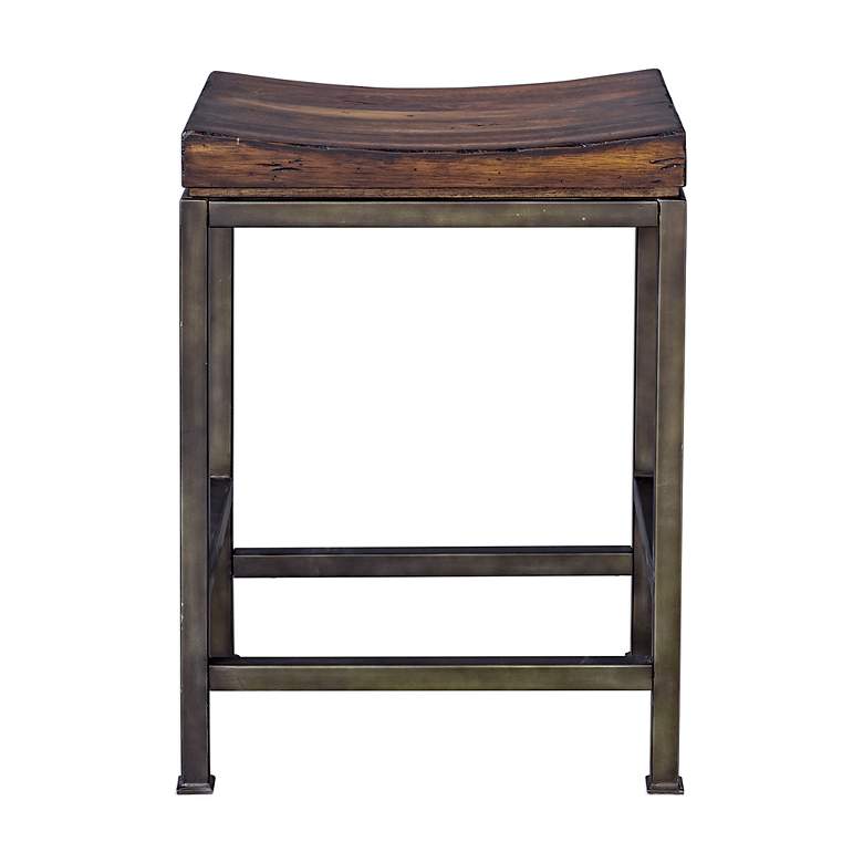Image 3 Uttermost Beck 24" High Steel and Dark Walnut Wood Counter Stool more views