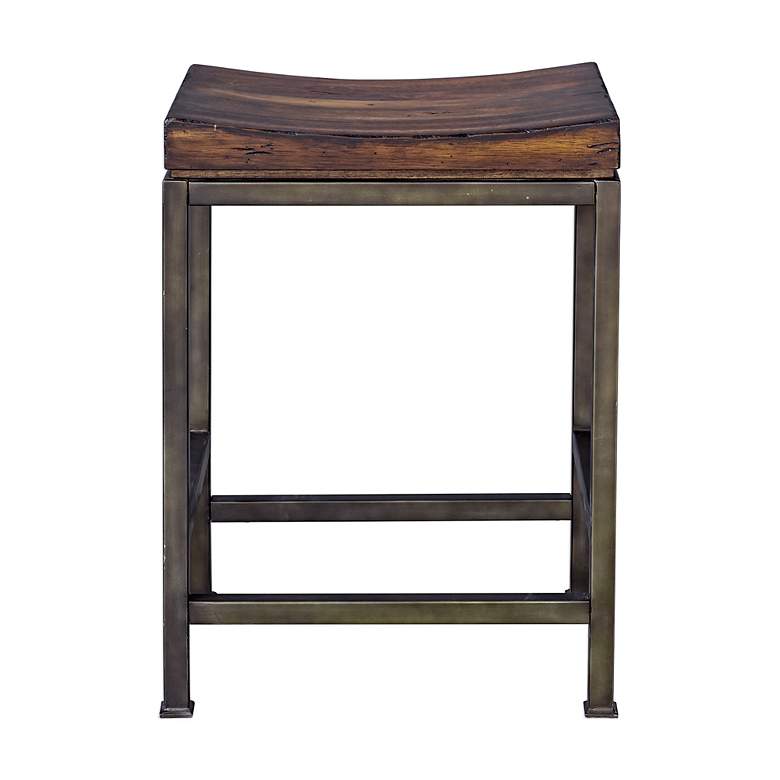 Image 3 Uttermost Beck 24 inch High Steel and Dark Walnut Wood Counter Stool more views