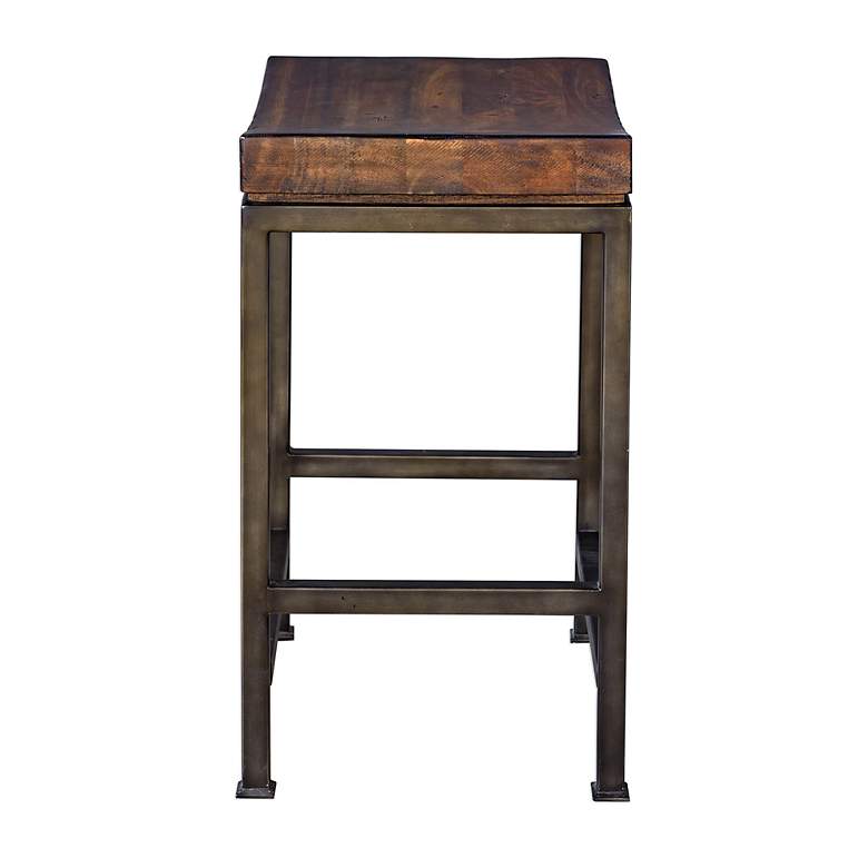 Image 4 Uttermost Beck 24 inch High Steel and Dark Walnut Wood Counter Stool more views