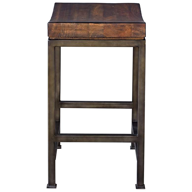 Image 5 Uttermost Beck 24" High Steel and Dark Walnut Wood Counter Stool more views