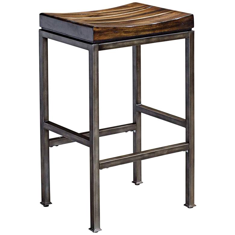 Image 2 Uttermost Beck 30" Burnished Dark Walnut Bar Stool