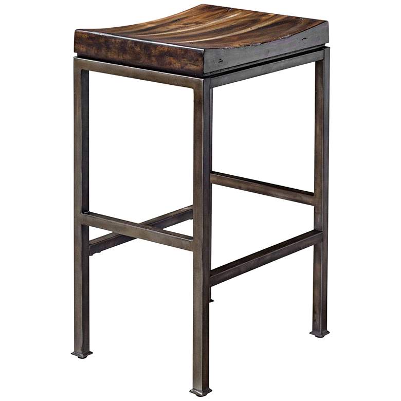 Image 4 Uttermost Beck 30" Burnished Dark Walnut Bar Stool more views